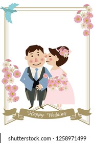 Illustration of the bride and groom.
Design for the wedding.
Clip art of the bridegroom and bride.
Wedding frame design.
Clip art of marriage.