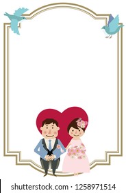 Illustration of the bride and groom.
Design for the wedding.
Clip art of the bridegroom and bride.
Wedding frame design.
Clip art of marriage.