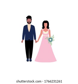 Illustration with bride and groom. Vector illustration in a flat style