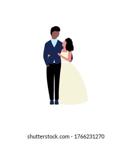 Illustration with bride and groom. Vector illustration in a flat style