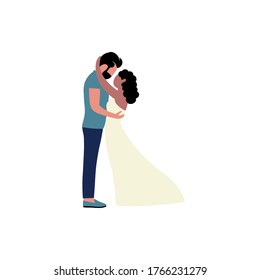 Illustration with bride and groom. Vector illustration in a flat style