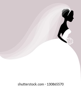Illustration of Bride in white dress