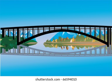 ilustración con puente sobre el río