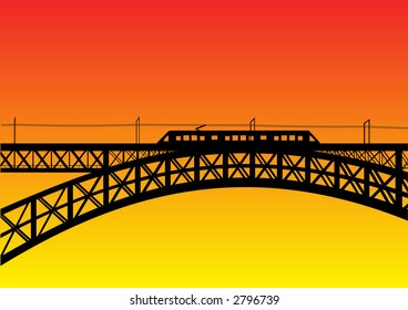 illustration of a bridge with metro