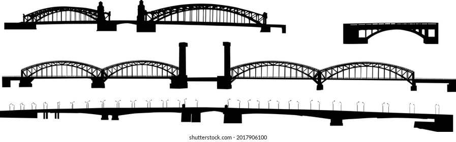 illustration with bridge silhouettes isolated on white background