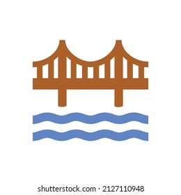 ilustración de un puente y olas de agua.