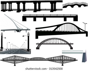 illustration with bridges collection isolated on white background