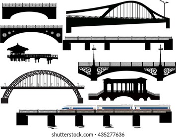 illustration with bridges collection isolated on white background