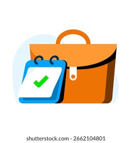 ilustração de pasta, calendário, lista de verificação. gerenciamento de tarefas, produtividade, planejamento de tempo, organização de trabalho profissional. para negócios, planejamento de projeto, definição de metas, conteúdo de desenvolvimento de carreira