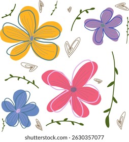 Conjunto de Vetor Floral Abstrato Brilhante da Ilustração