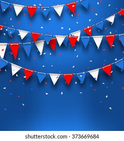 Illustration Bright Background with Bunting Flags for American Holidays, Patriotic Colors of USA - Vector