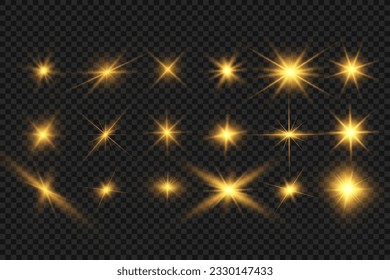 
Illustration of bright beautiful light effects.Set of sparkling stars.
