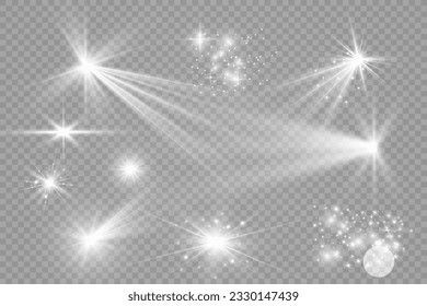 
Illustration of bright beautiful light effects.Set of sparkling stars.