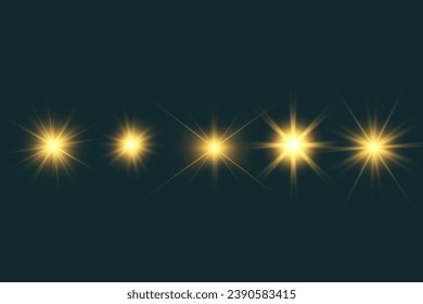 Ilustración de efectos luminosos y hermosos. Conjunto de estrellas brillantes.	