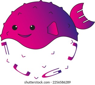 illustration of a bright cartoon puffer fish