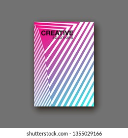 illustration of bright color abstract pattern background with line gradient texture for minimal dynamic cover design. Blue, pink, yellow, green placard poster template