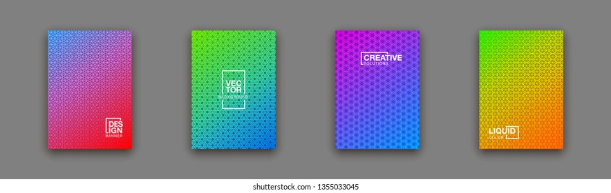 illustration of bright color abstract pattern background with line gradient texture for minimal dynamic cover design. Blue, pink, yellow, green placard poster template