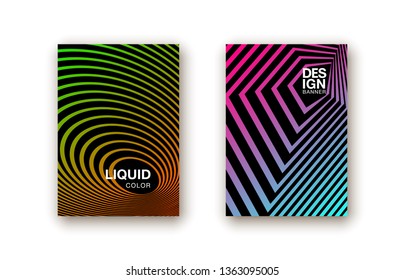 illustration of bright color abstract pattern background with line gradient texture for minimal dynamic cover design. Blue, pink, yellow, green placard poster template