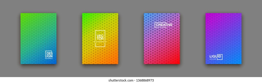 illustration of bright color abstract pattern background with line gradient texture for minimal dynamic cover design. Blue, pink, yellow, green placard poster template