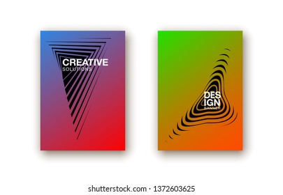 illustration of bright color abstract pattern background with line gradient texture for minimal dynamic cover design. Blue, pink, yellow, green placard poster template