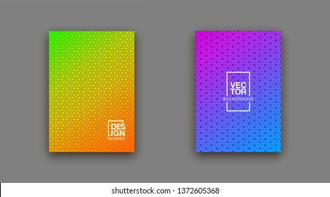 illustration of bright color abstract pattern background with line gradient texture for minimal dynamic cover design. Blue, pink, yellow, green placard poster template