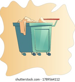 
Illustration of a bright colored laundry basket on a beautiful colored blot background
