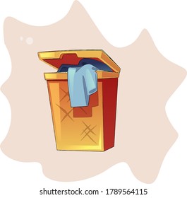 
Ilustración de una cesta de lavado de colores vivos sobre un hermoso fondo de manchas de color