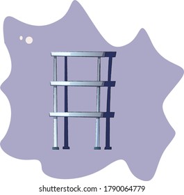 
Illustration of a bright colored shelf for goods and household chemicals on a beautiful colored blot background