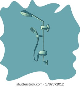 
Ilustración de una ducha de colores vivos sobre un bonito fondo de manchas de color