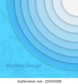 Illustration of Bright Colorfull Material Design Abstract Circles Lines with Shadow Vector Mockup Template Layout