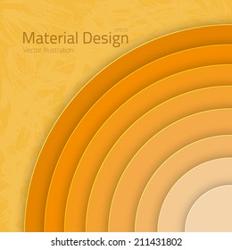 Illustration of Bright Colorfull Material Design Abstract Circles Lines with Shadow Vector Mockup Template Layout
