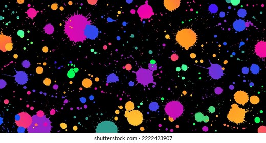 illustration of bright drops of paints on a black background