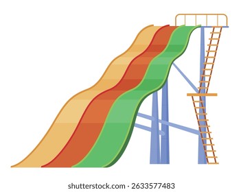 Illustration of a bright and dynamic water slide with several lanes, perfect for exciting summer fun in water parks.