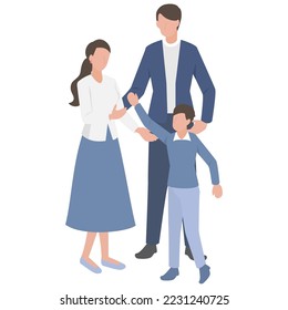 It is an illustration of a bright, energetic and healthy family of three.
