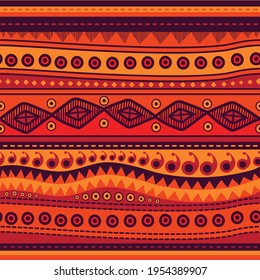 Illustration of bright ethnic patterns on orange and yellow background. pattern and colour concept digitally generated image.