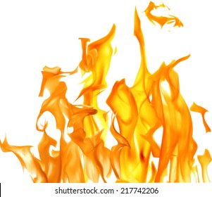 illustration with bright flame on white background