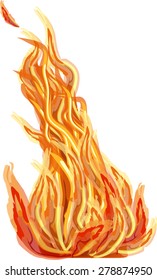 illustration with bright flame on white background