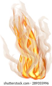 ilustração com chama brilhante sobre fundo branco
