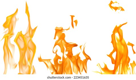 illustration with bright flames on white background