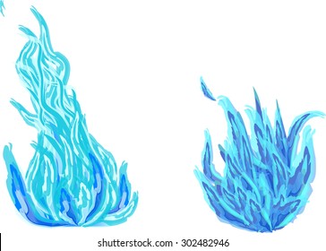 illustration with bright flames on white background