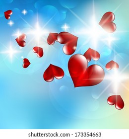 Illustration of a bright flow hearts. EPS10