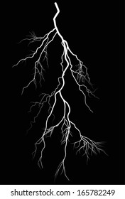 illustration with bright lightning isolated on black background