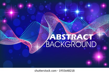 Illustration bright neon background with and space stars and place for text.