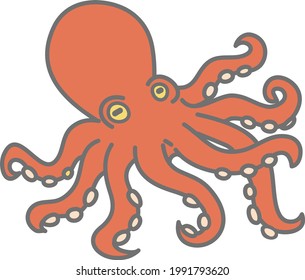 Ilustración de un pulpo rojo brillante