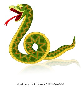 Illustration of a bright snake with reflection. Cartoon style