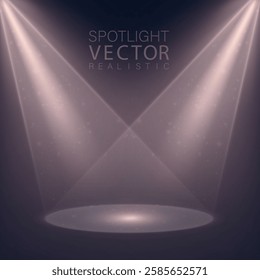 Illustration of bright spotlight sources with reflection on the floor. Spotlight for web design and illustrations	