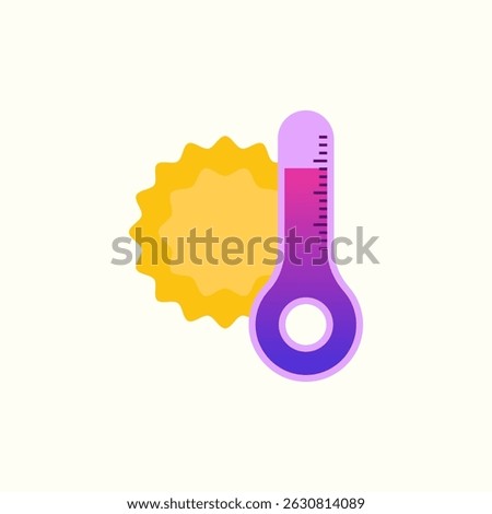 Illustration of bright sun and thermometer high temperature extreme heat dry season vector