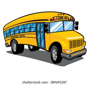 illustration of a bright yellow children's school bus 