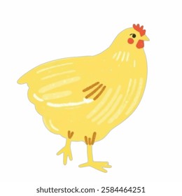 Illustration of a Bright Yellow and Light Brown Chicken Ideal for farmthemed designs, children’s books, and spring projects