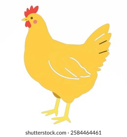 Illustration of a Bright Yellow and Light Brown Chicken Ideal for farmthemed designs, children’s books, and spring projects